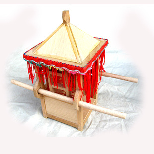 恋人情侣祝福求婚结婚送人礼物木制大花轿模型 微型抬轿轿子摆件