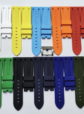 适用沛纳海氟橡胶表带22/24/26mm手表带防水氟胶表扣手表维修配件