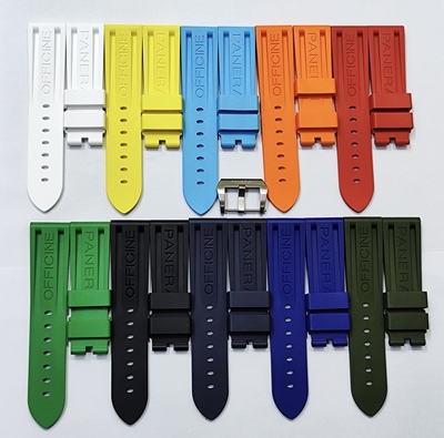 适用沛纳海氟橡胶表带22/24/26mm手表带防水氟胶表扣手表维修配件