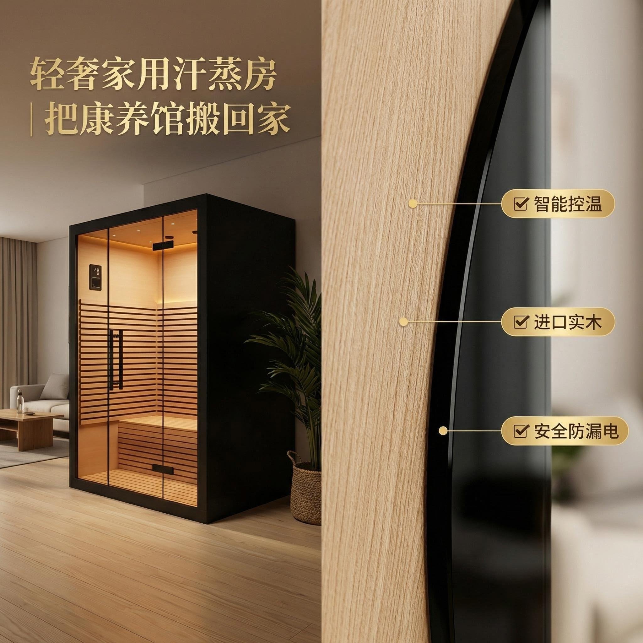 定制家用移动石墨烯远红外汗蒸桑拿房美容院轻奢现代简约蒸汽房