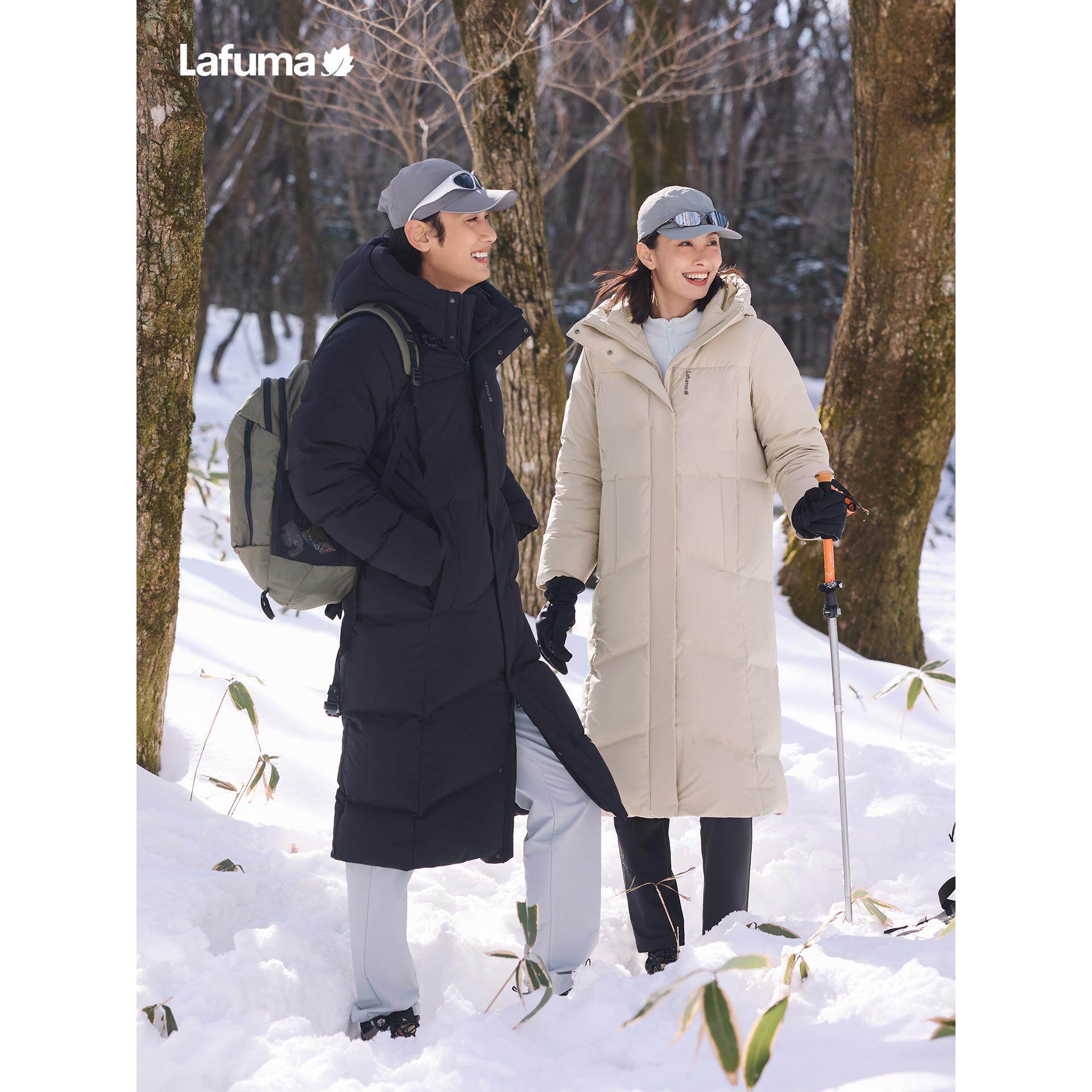 LAFUMA乐飞叶户外拒水防风保暖羽绒服女过膝长款大鹅绒防寒外套男