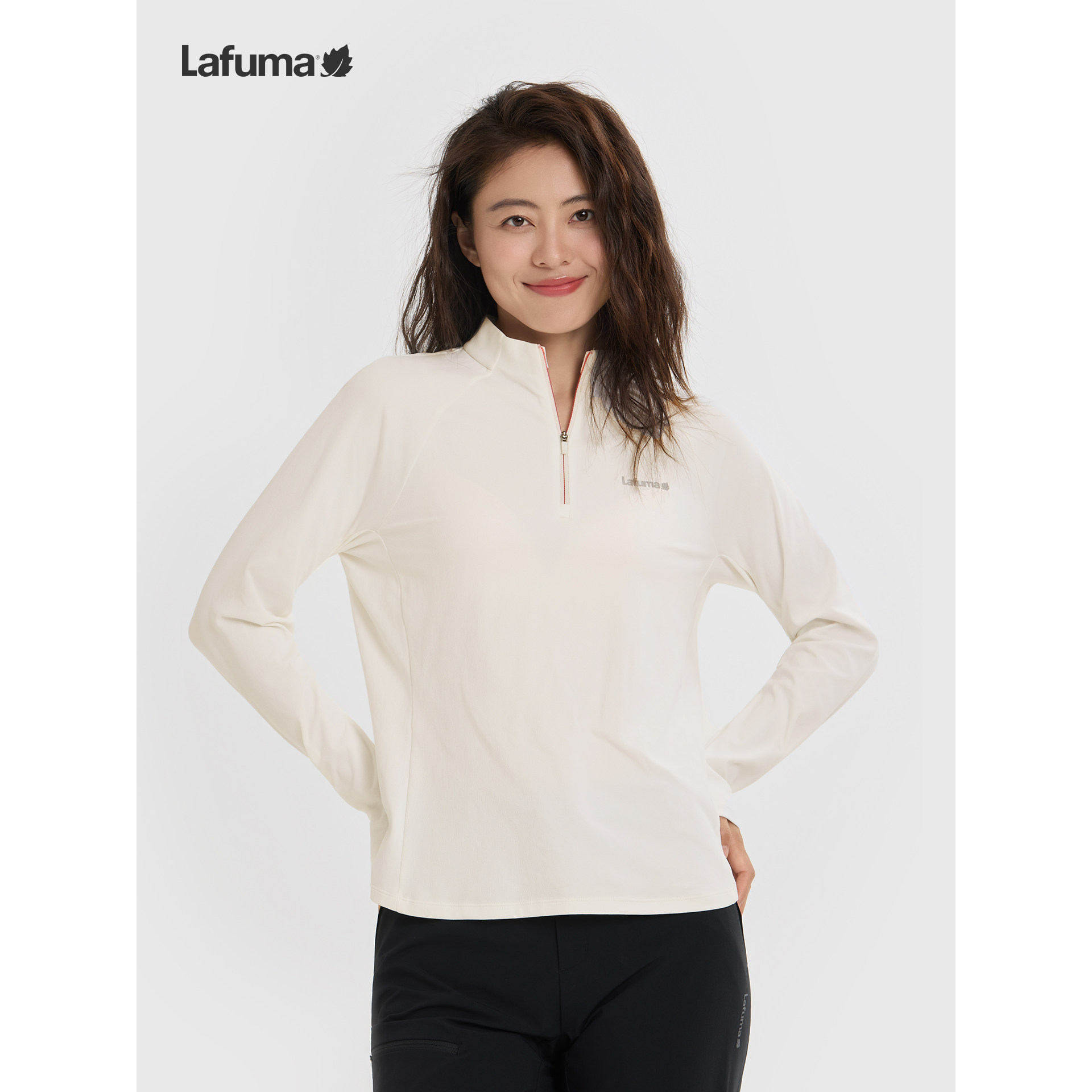 LAFUMA乐飞叶户外半拉链长袖T恤女运动风吸湿速干防晒上衣打底衫