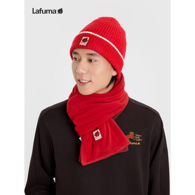 LAFUMA乐飞叶红色抓绒保暖围巾
