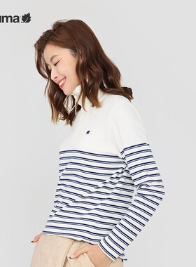 LAFUMA乐飞叶户外女士立领条纹打底衫长袖内搭T恤上衣LFTS4CL87