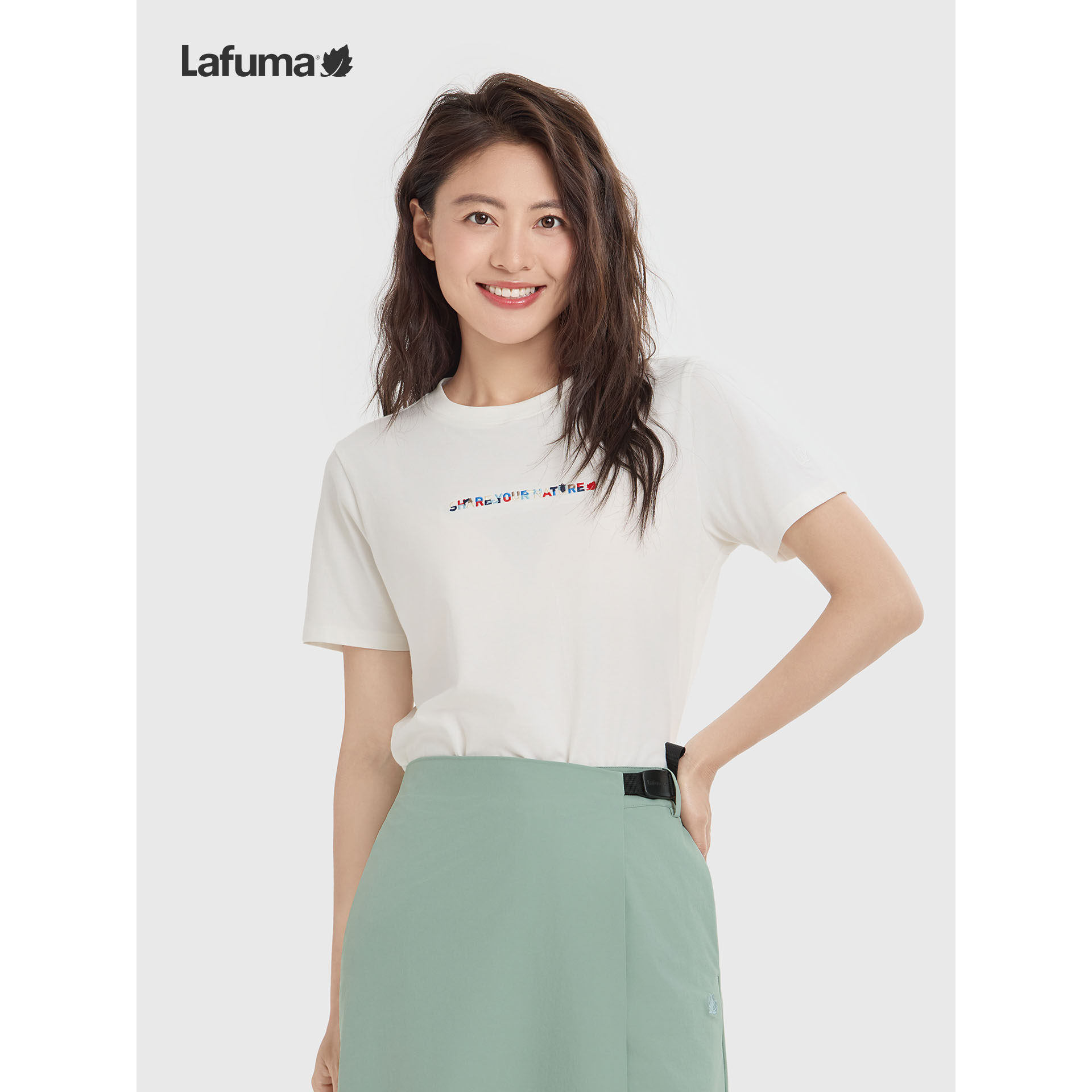 乐飞叶女户外印花短袖T恤通勤