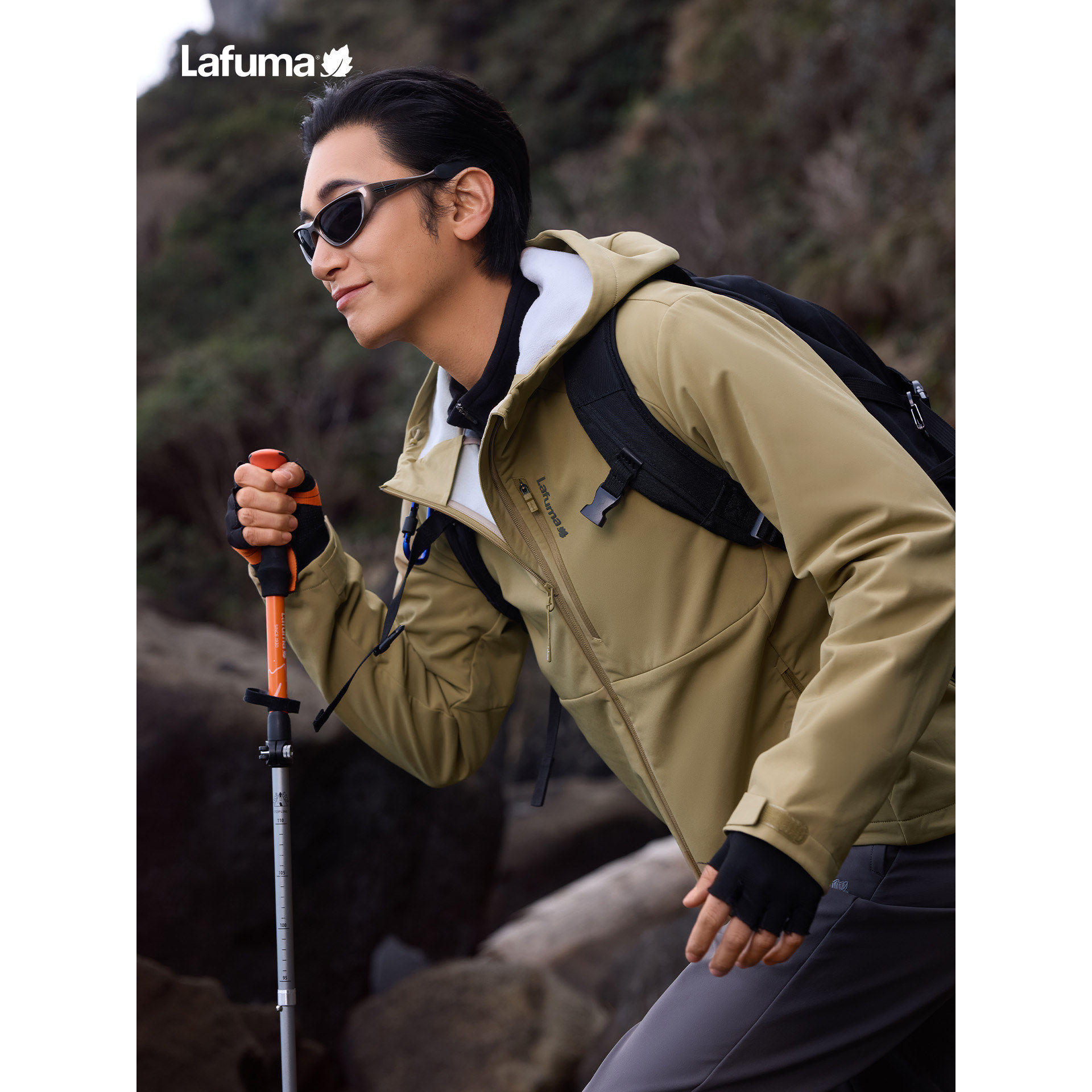 LAFUMA乐飞叶户外秋冬连帽CORDURA耐磨软壳夹克男防泼水保暖外套