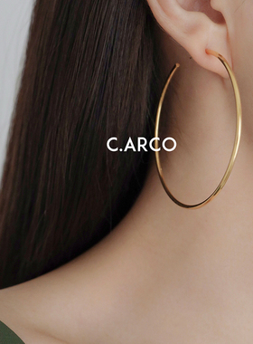 经典美式基础设计 简约钛钢大圆圈耳环女 欧美气质ins不掉色耳饰