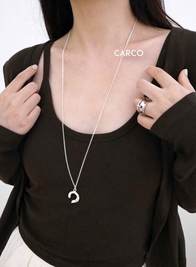 新款几何吊坠简约小众设计韩版长款毛衣链百搭高级感秋冬项链女