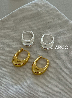 CARCO 简约法式小众椭圆提篮耳环女 高级感时髦气质圈圈耳扣耳饰