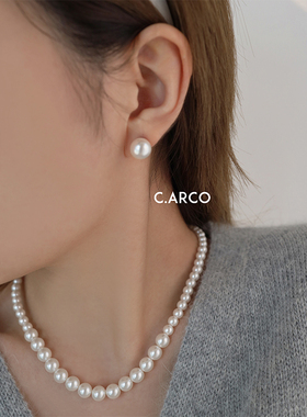 韩版复古时髦大小渐变仿珍珠项链 小香风优雅百搭气质ins锁骨链