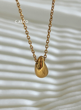 简约百搭小金豆子水滴项链女法式气质ins时尚通勤钛钢锁骨链短链
