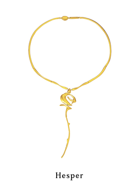 HESPER 厅系列玫瑰造型感复古Y型925纯银项链项圈设计师品牌