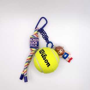 学生运动奖品网球包装 饰玩偶卡通网球彩虹挂绳挂件2024运动会新品