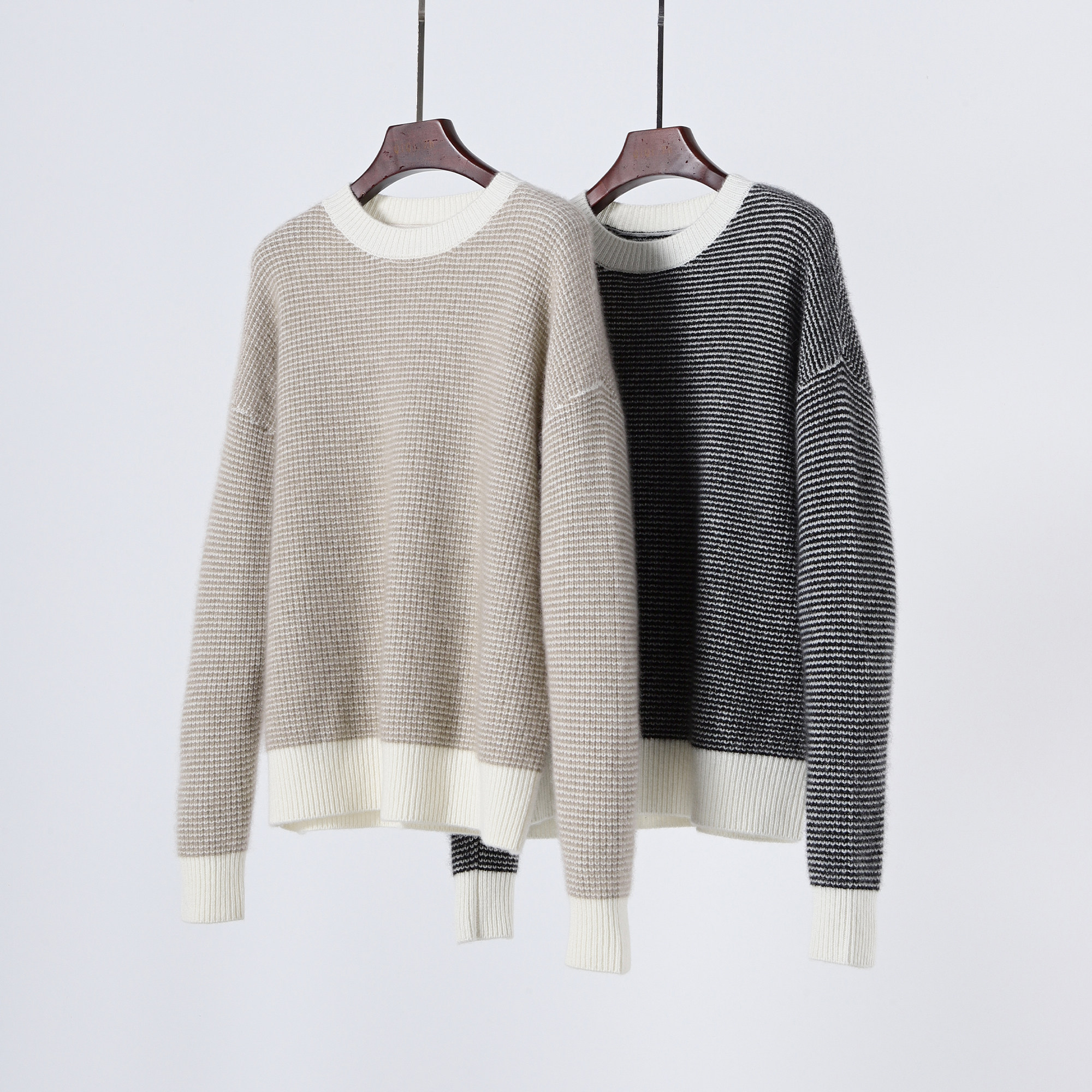 喜好货入！金丝隐闪 篙品质重磅金丝羊绒衫圆领撞色套头针织毛衣,女装/女士精品,羊绒衫,淘宝优惠券,粉丝福利购,淘宝优惠卷