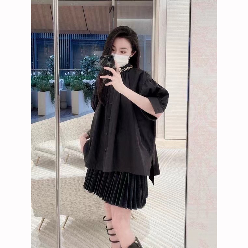 慵懒松弛阔型棉质休闲上衣衬衫