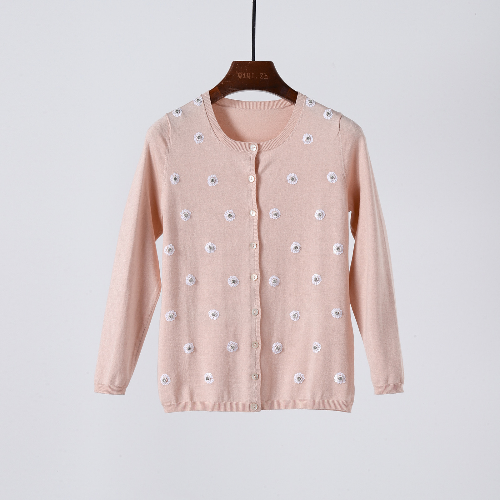 早春款 重工钉珠弹力真丝针织修身开衫 上衣,女装/女士精品,毛针织衫,淘宝优惠券,粉丝福利购,淘宝优惠卷