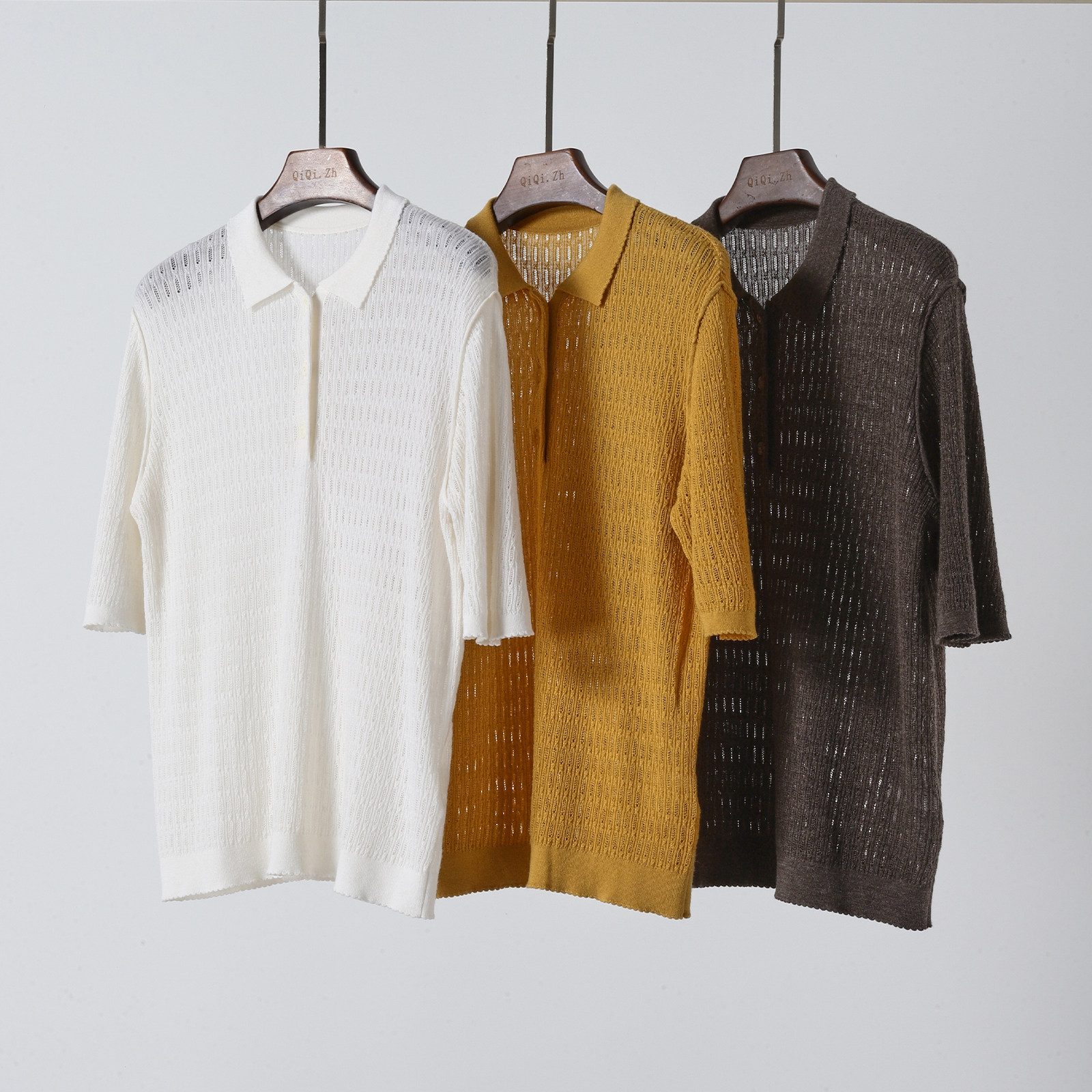 有钱人的针织 精纺真丝羊毛镂空短袖休闲POLO衫,女装/女士精品,毛针织衫,淘宝优惠券,粉丝福利购,淘宝优惠卷