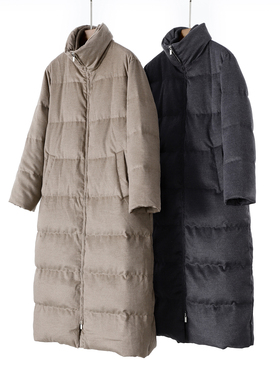 实物巨赞 极简儒雅 松软质感立领假两件长款白鸭绒羽绒服