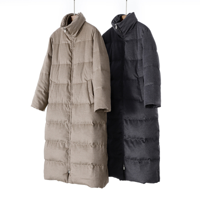 冬季绵羊毛立领长款加厚羽绒服女