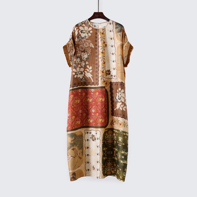 油画艺术真丝桑蚕丝定位印花裙