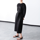 收藏级重磅真丝提花冠乐绉香云纱极简宽松蝙蝠袖 桑蚕丝长款 连衣裙