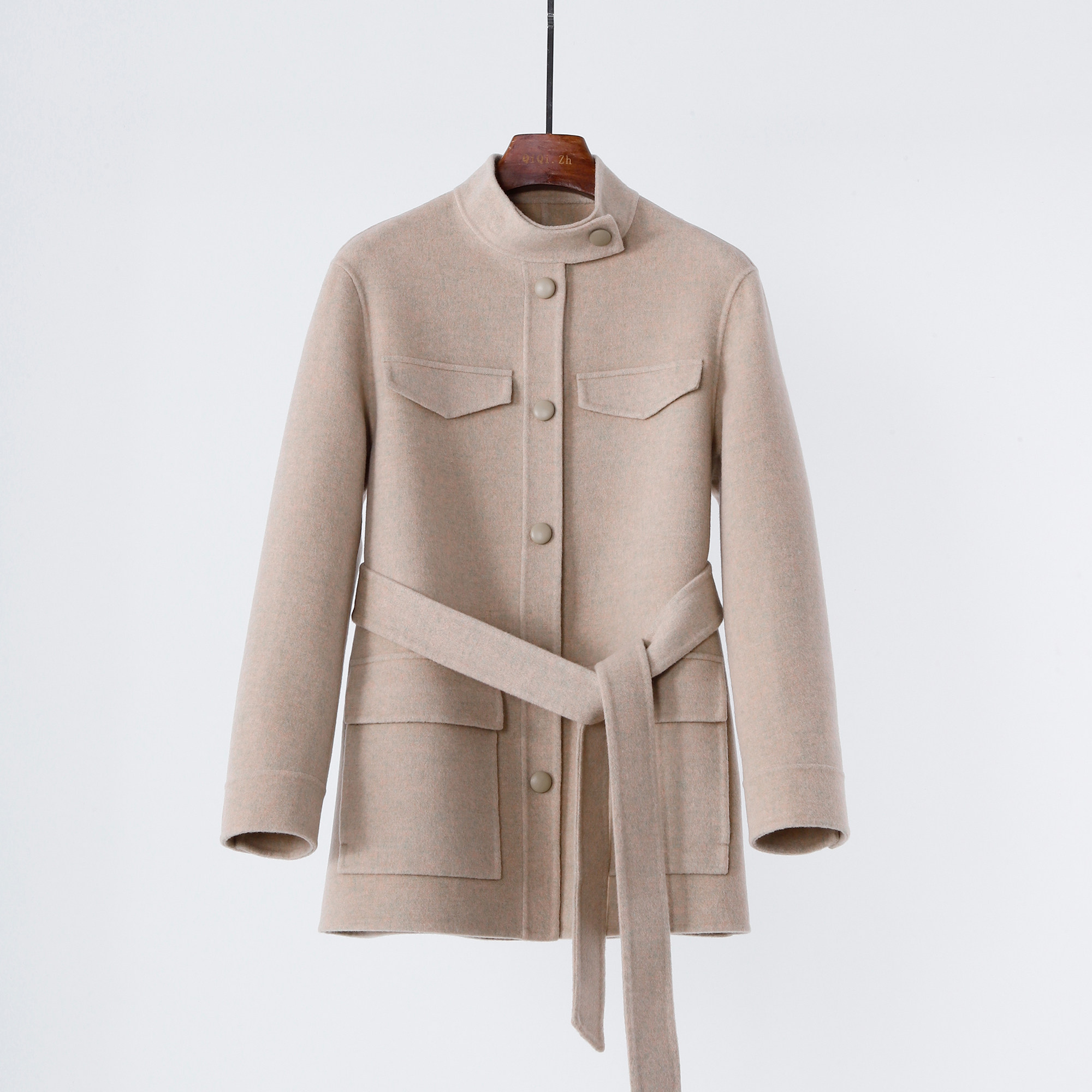 色织baby小山羊绒 立领单排扣毛呢外套女腰带收腰显瘦气质短大衣,女装/女士精品,毛呢外套,淘宝优惠券,粉丝福利购,淘宝优惠卷