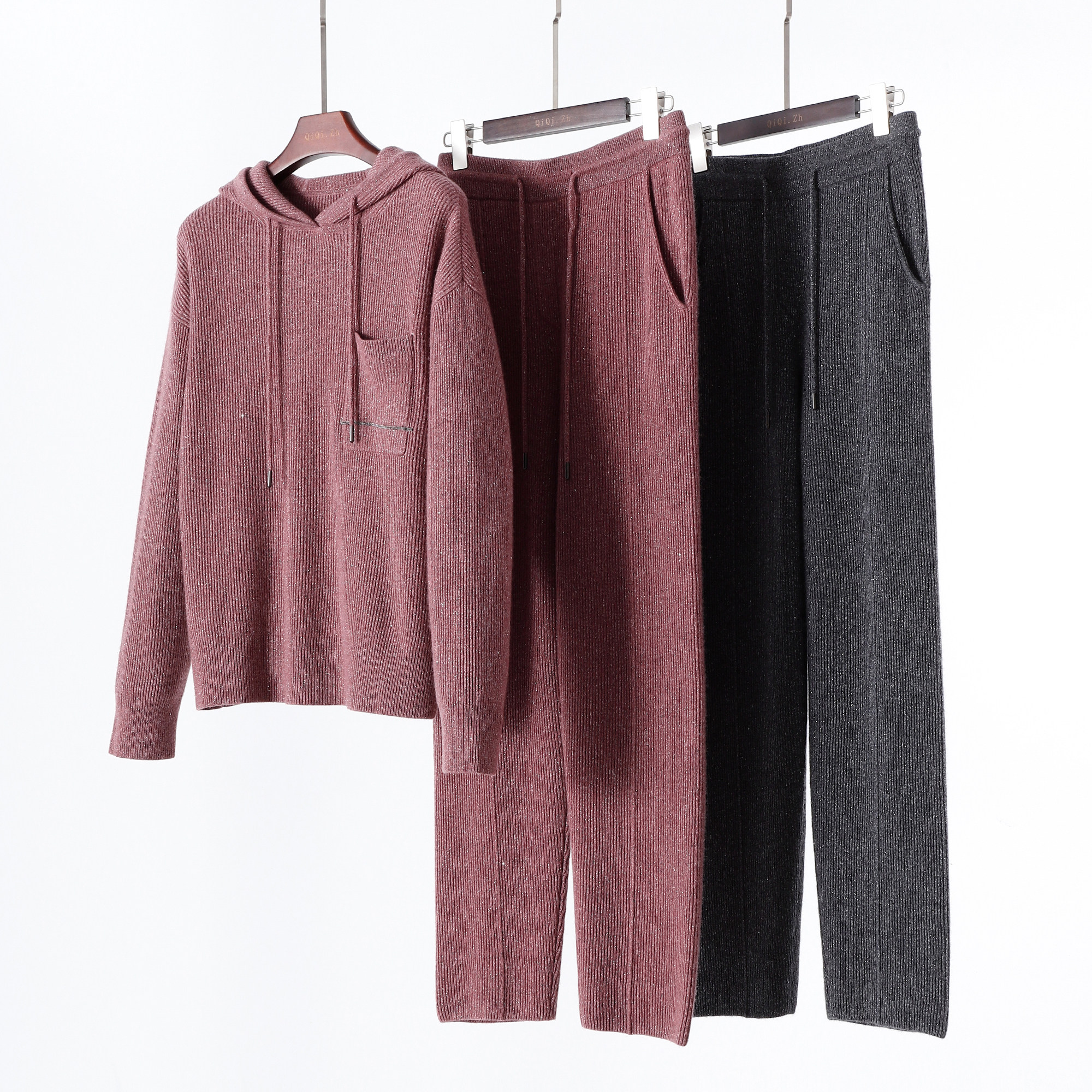 闭眼收 银丝隐闪 山羊绒连帽羊绒衫休闲裤套装女套头卫衣长裤,女装/女士精品,羊绒衫,淘宝优惠券,粉丝福利购,淘宝优惠卷