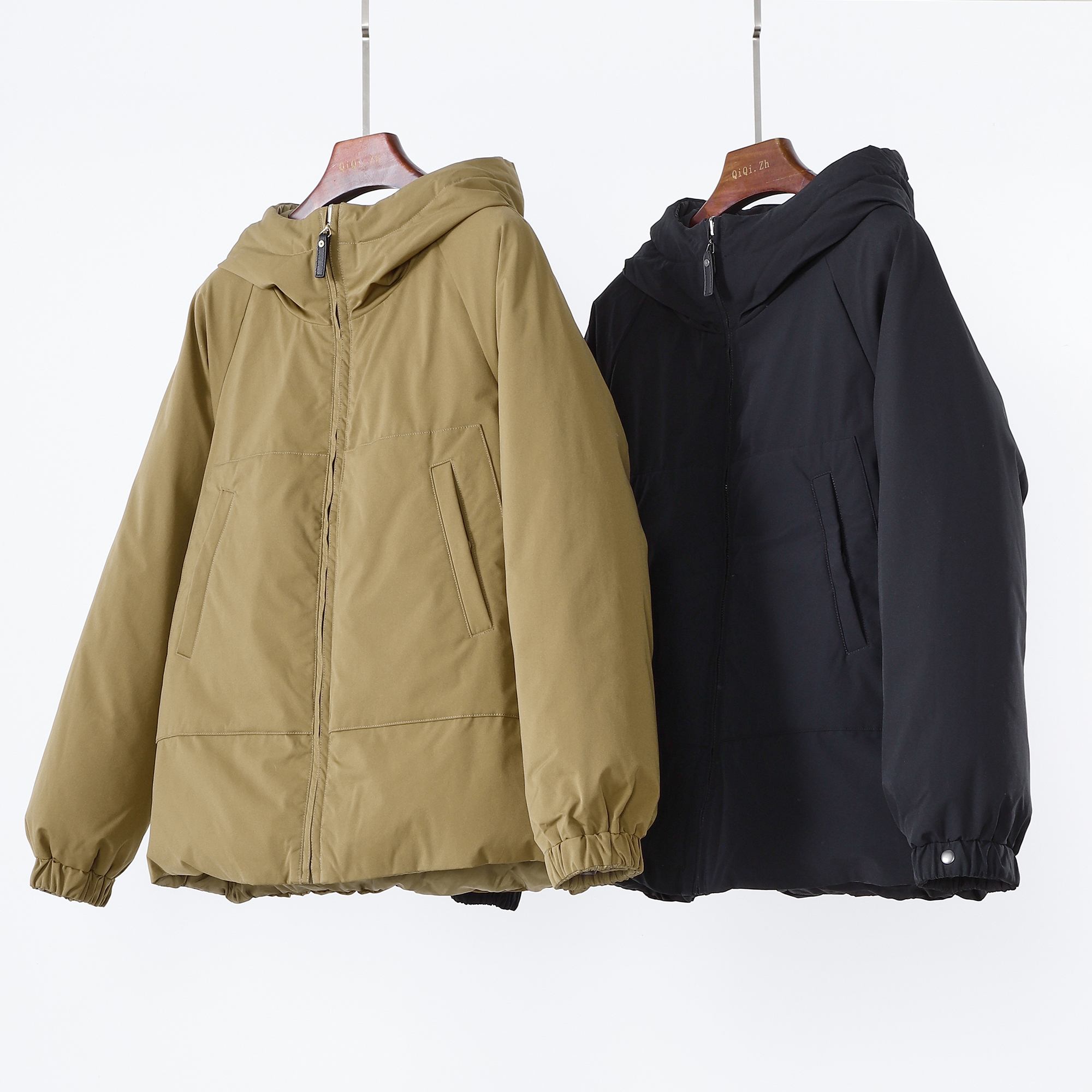 双面穿90鹅绒服保暖连帽羽绒服