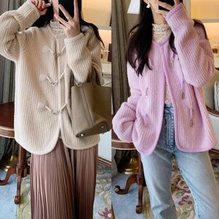 纱线巨贵!特种咩咩羊绒纱 柔雾肌理撞色包边圆领针织开衫 外套