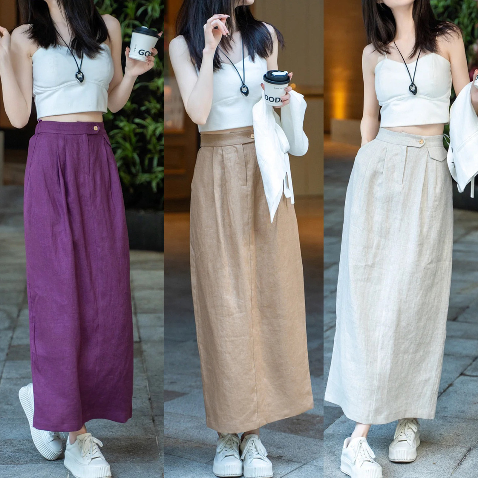 重磅亚麻半身裙女2025新款