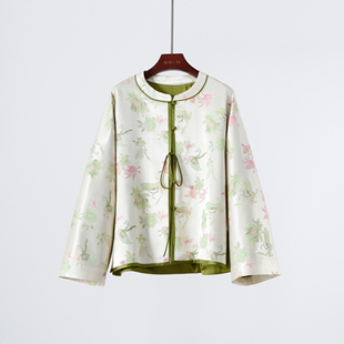 休闲上衣 国风外套 清新淡雅 重磅真丝冠乐绉真丝混纺极简新中式