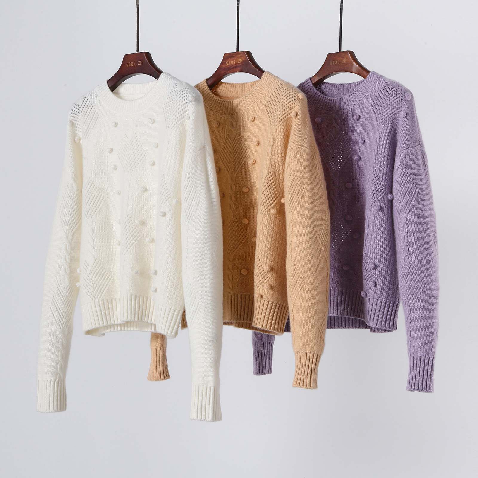 圆领宽松慵懒风羊绒衫