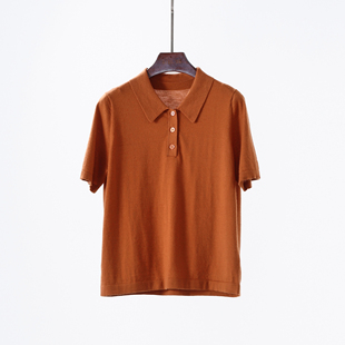 有钱人系列 精纺山羊绒经典POLO领短袖针织衫 休闲短袖上衣