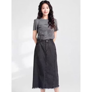 休闲减龄两件套T恤 5926 时尚 新款 牛仔半身裙LY 夏季