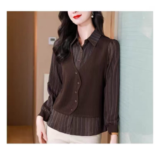 洋气拼接假两件别致显瘦百搭衬衫 时尚 春秋款 A022