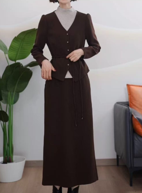 5213 春秋款时尚新款撞色拼接洋气休闲显瘦气质百搭套裙