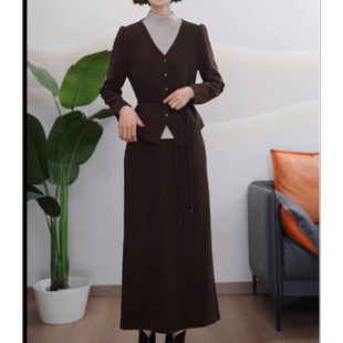 新款 时尚 撞色拼接洋气休闲显瘦气质百搭套裙 春秋款 5213