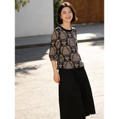 春夏款 时尚 休闲复古花纹上衣宽松阔腿裤 T702 两件套套装