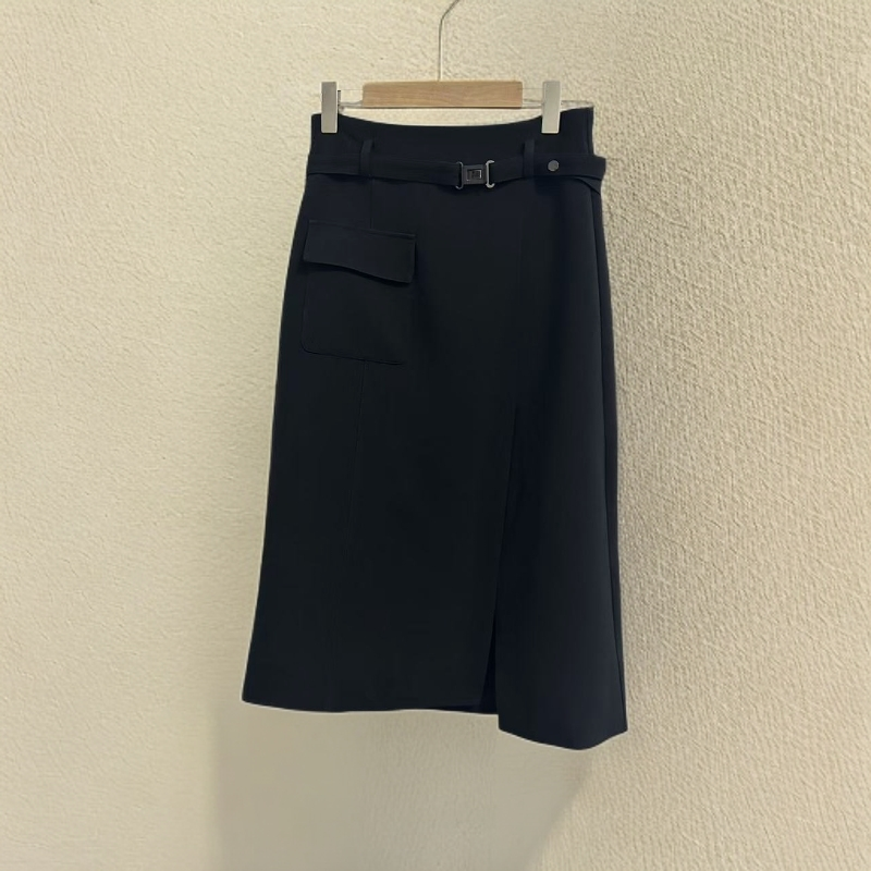 B820 春秋时尚新款纯色简约显瘦气质百搭中长款半身裙