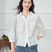 春夏秋款 时尚 洋气简约七分袖 S932 百搭设计感小众纯色衬衫