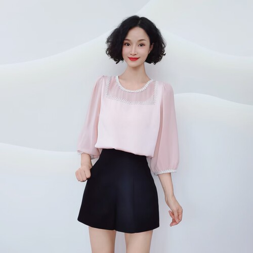 X306 夏季新款时尚圆领宽松显瘦百搭小衫JR