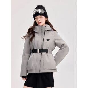 Y647 冬季新款时尚休闲洋气连帽收腰百搭保暖羽绒服