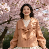 D910 秋冬氛围感海军领减龄百搭短款 双面呢外套