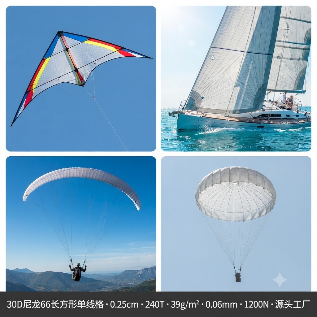 尼龙66长方形单线0.25cm格超轻耐磨抗撕裂帆船风筝降落伞滑翔伞布
