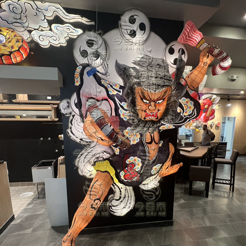 日本浮世绘灯笼川湘菜馆挂件生旦净末丑武士游戏人物花灯彩灯定制