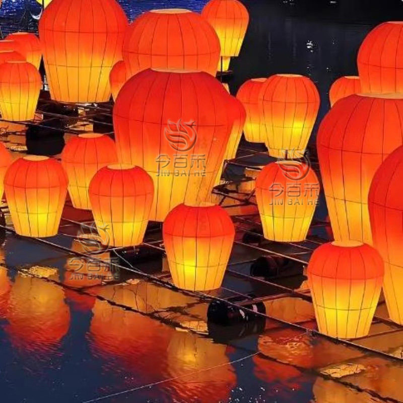 春节水上花灯孔明灯笼古风灯组宫灯非遗彩灯树上发光灯饰挂件定制