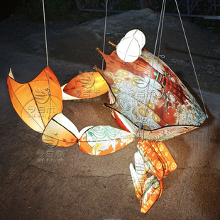 中秋非遗巡游螃蟹灯笼民俗手扎鲤鱼龙虾花灯古风鳌鱼灯网红道具