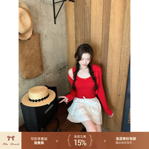 系带蝴蝶结双层蛋糕迷你裙