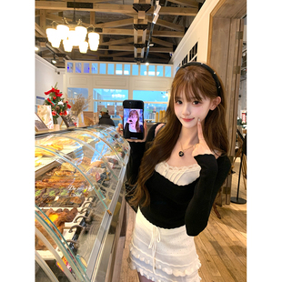 thepeachofficial【纯欲天花板】花边收腰羊毛针织衫针织连衣裙套