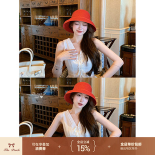 thepeachofficial【佩里月光】法式蕾丝拼接无袖上衣高腰短裤套装